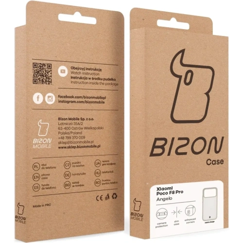 Etui Bizon Case Angelo do Xiaomi POCO F8 Pro półprzezroczyste z beżową ramką