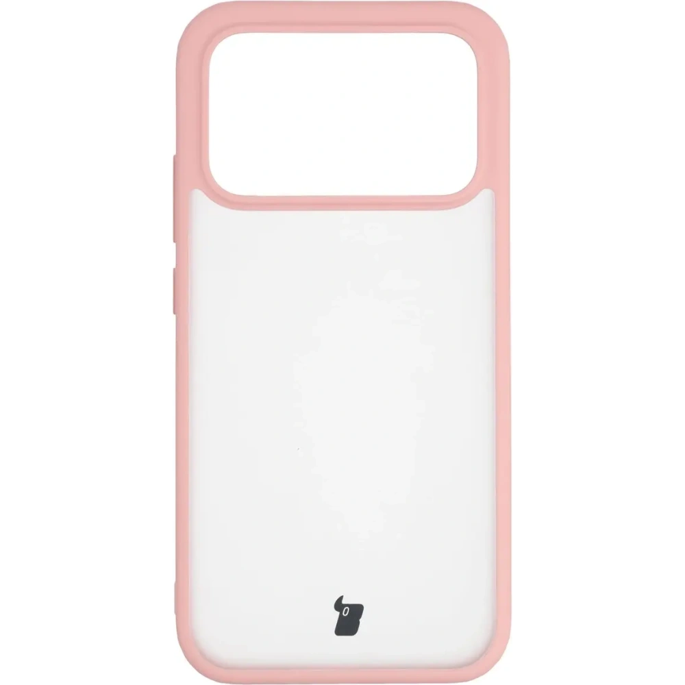 Etui Bizon Case Angelo do Xiaomi POCO F8 Pro półprzezroczyste z jasnoróżową ramką