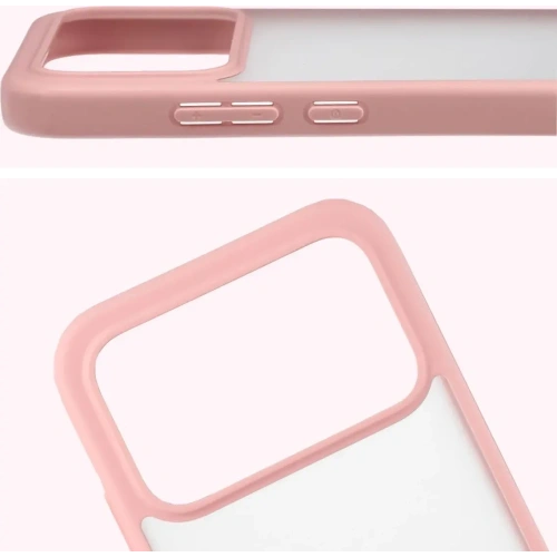 Etui Bizon Case Angelo do Xiaomi POCO F8 Pro półprzezroczyste z jasnoróżową ramką