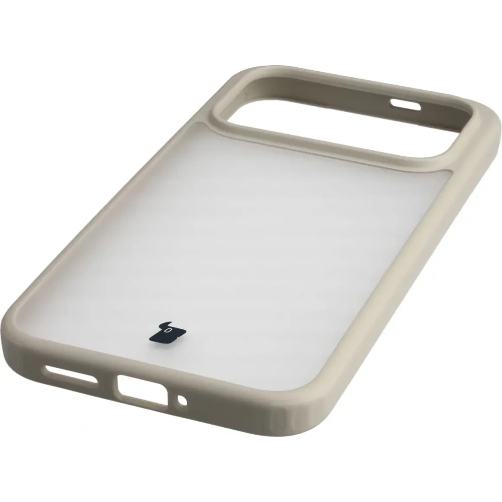 Etui Bizon Case Angelo do Xiaomi POCO F8 Ultra półprzezroczyste z beżową ramką