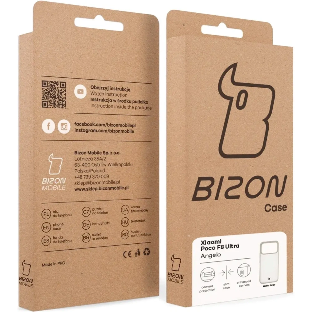 Etui Bizon Case Angelo do Xiaomi POCO F8 Ultra półprzezroczyste z beżową ramką