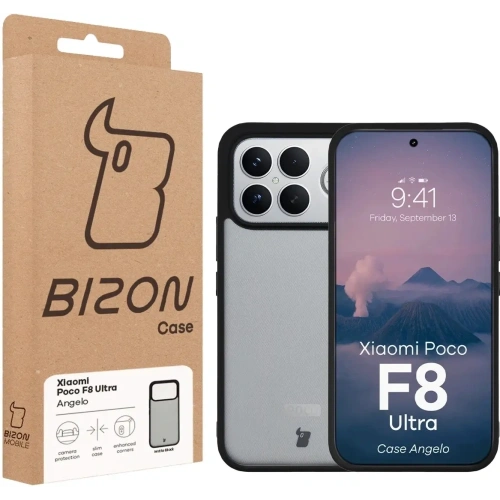 Etui Bizon Case Angelo do Xiaomi POCO F8 Ultra przydymione z czarną ramką