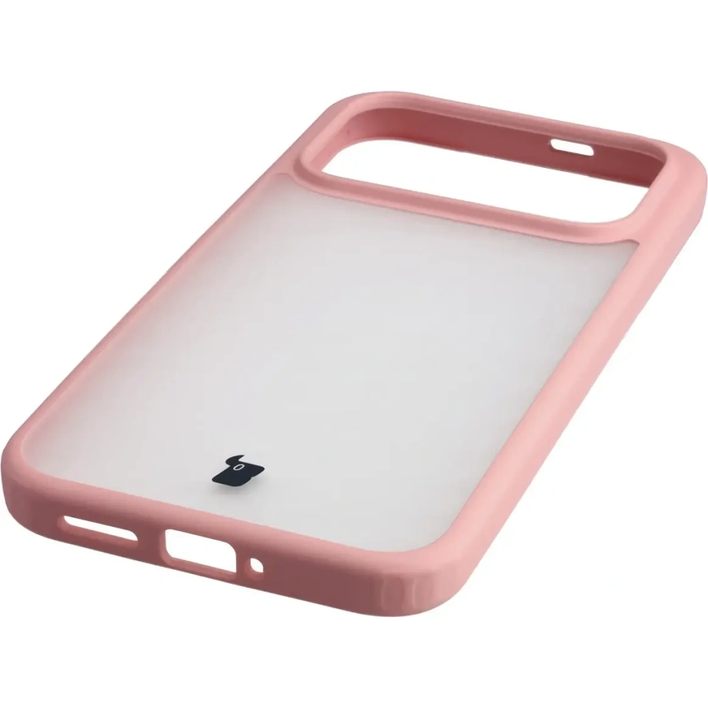 Etui Bizon Case Angelo do Xiaomi POCO F8 Ultra półprzezroczyste z jasnoróżową ramką