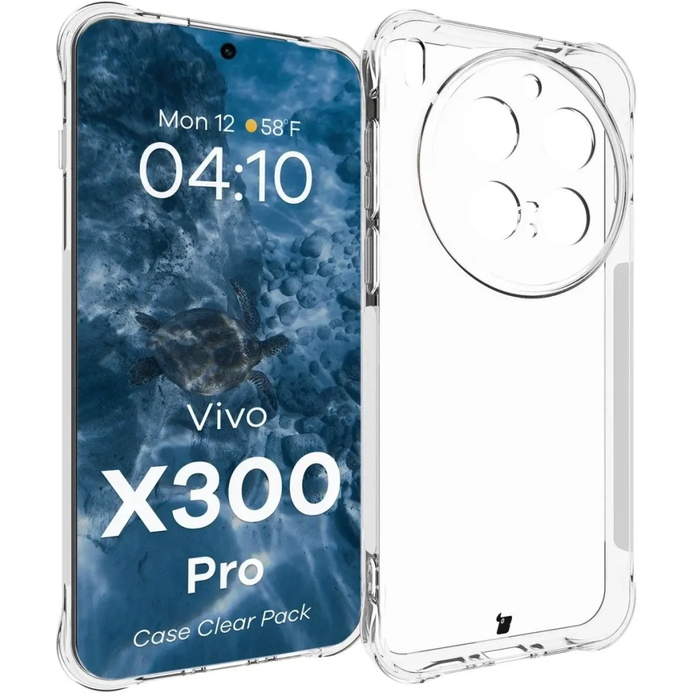 Elastyczne etui + 2x folia na ekran Bizon Case Clear Pack do Vivo X300 Pro
