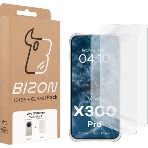 Elastyczne etui + 2x folia na ekran Bizon Case Clear Pack do Vivo X300 Pro