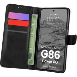 Etui z klapką Bizon Case Pocket do Motorola Moto G86 Power 5G czarne
