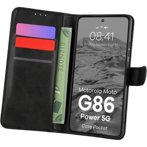 Etui z klapką Bizon Case Pocket do Motorola Moto G86 Power 5G czarne