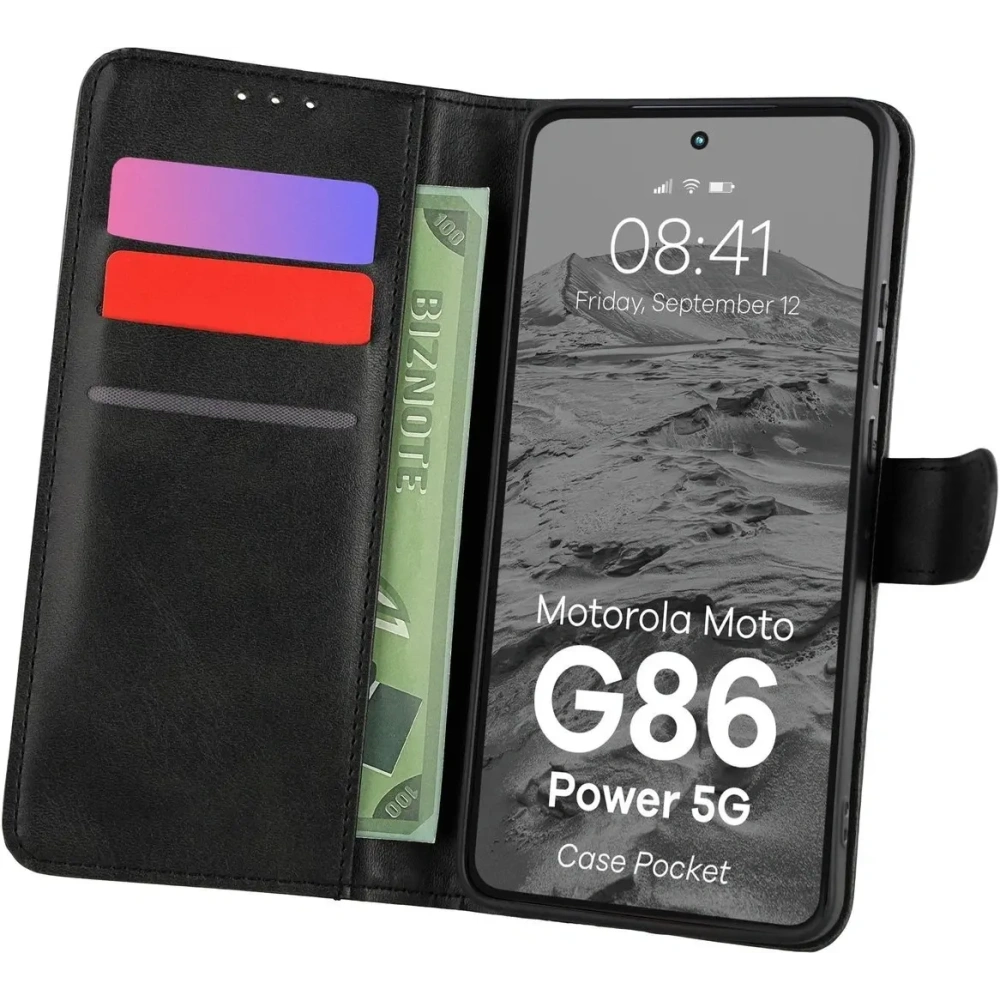 Etui z klapką Bizon Case Pocket do Motorola Moto G86 Power 5G czarne