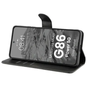Etui z klapką Bizon Case Pocket do Motorola Moto G86 Power 5G czarne