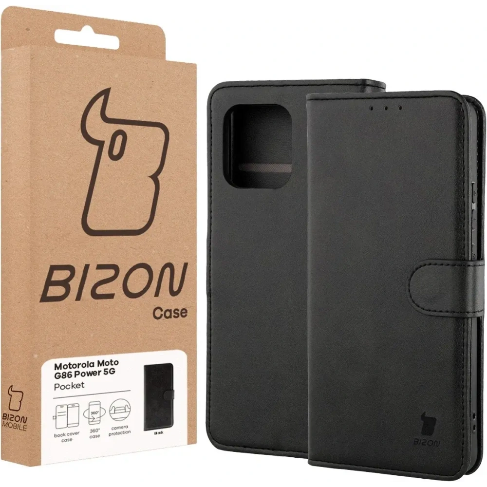 Etui z klapką Bizon Case Pocket do Motorola Moto G86 Power 5G czarne