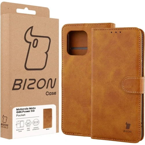 Etui z klapką Bizon Case Pocket do Motorola Moto G86 Power 5G brązowe