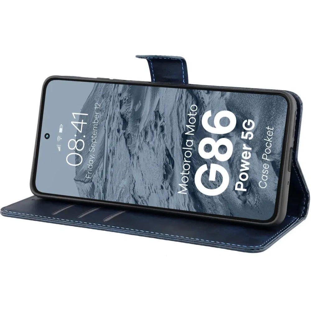 Etui z klapką Bizon Case Pocket do Motorola Moto G86 Power 5G granatowe