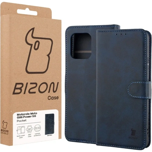 Etui z klapką Bizon Case Pocket do Motorola Moto G86 Power 5G granatowe