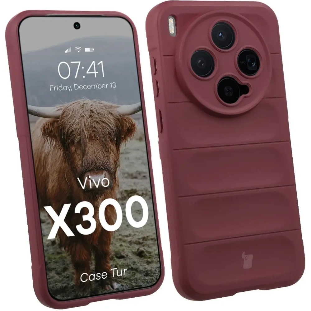 Pancerne etui Bizon Case Tur do Vivo X300 burgundowe