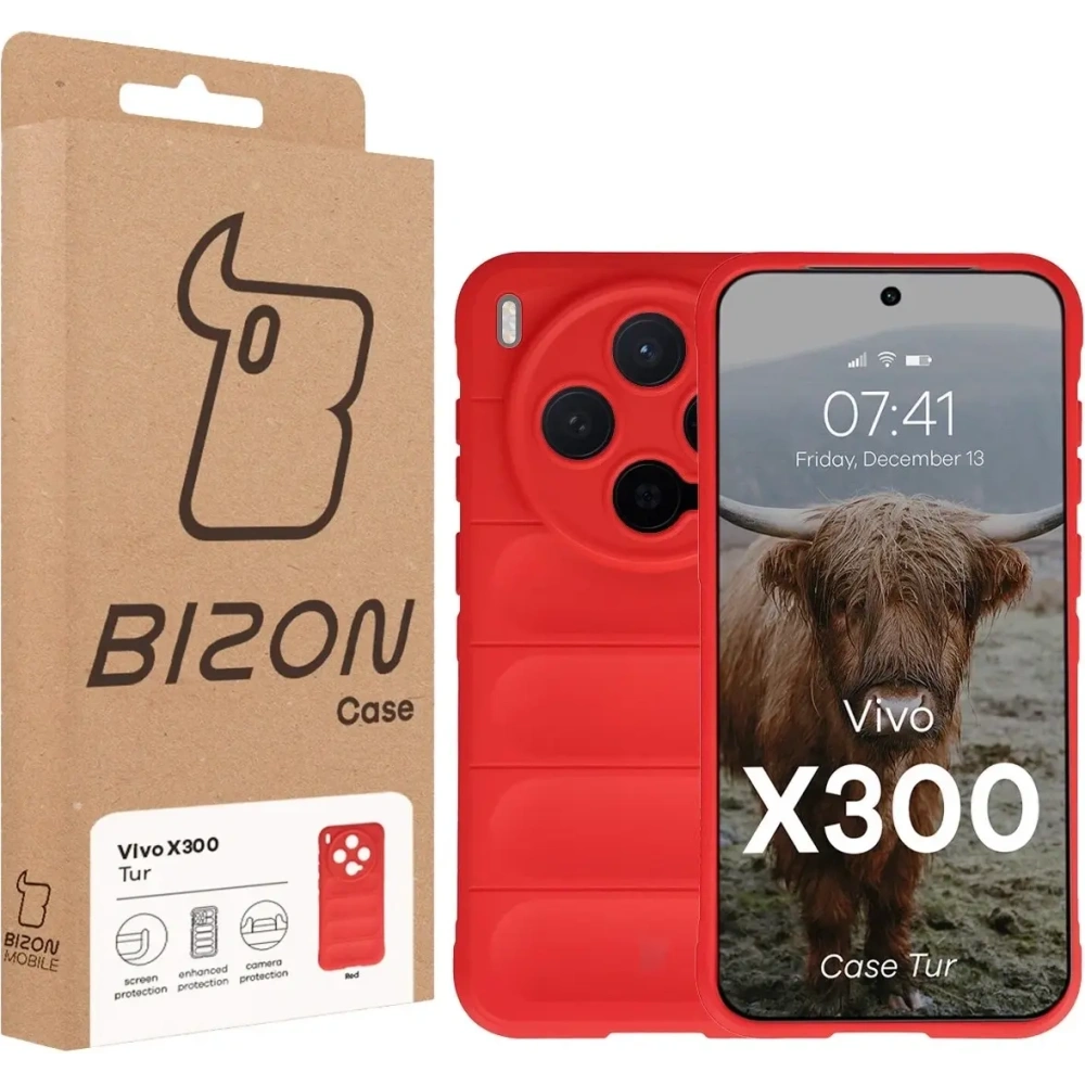 Pancerne etui Bizon Case Tur do Vivo X300 czerwone