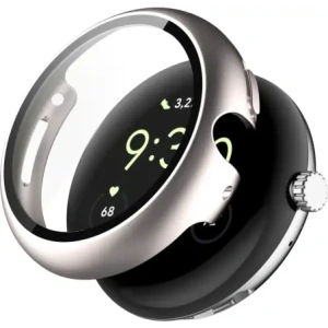 Etui ze szkłem do zegarka Bizon Case+Glass Watch do Google Pixel Watch 4 45mm satynowo szampańskie