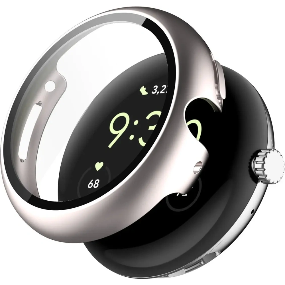 Etui ze szkłem do zegarka Bizon Case+Glass Watch do Google Pixel Watch 4 45mm satynowo szampańskie