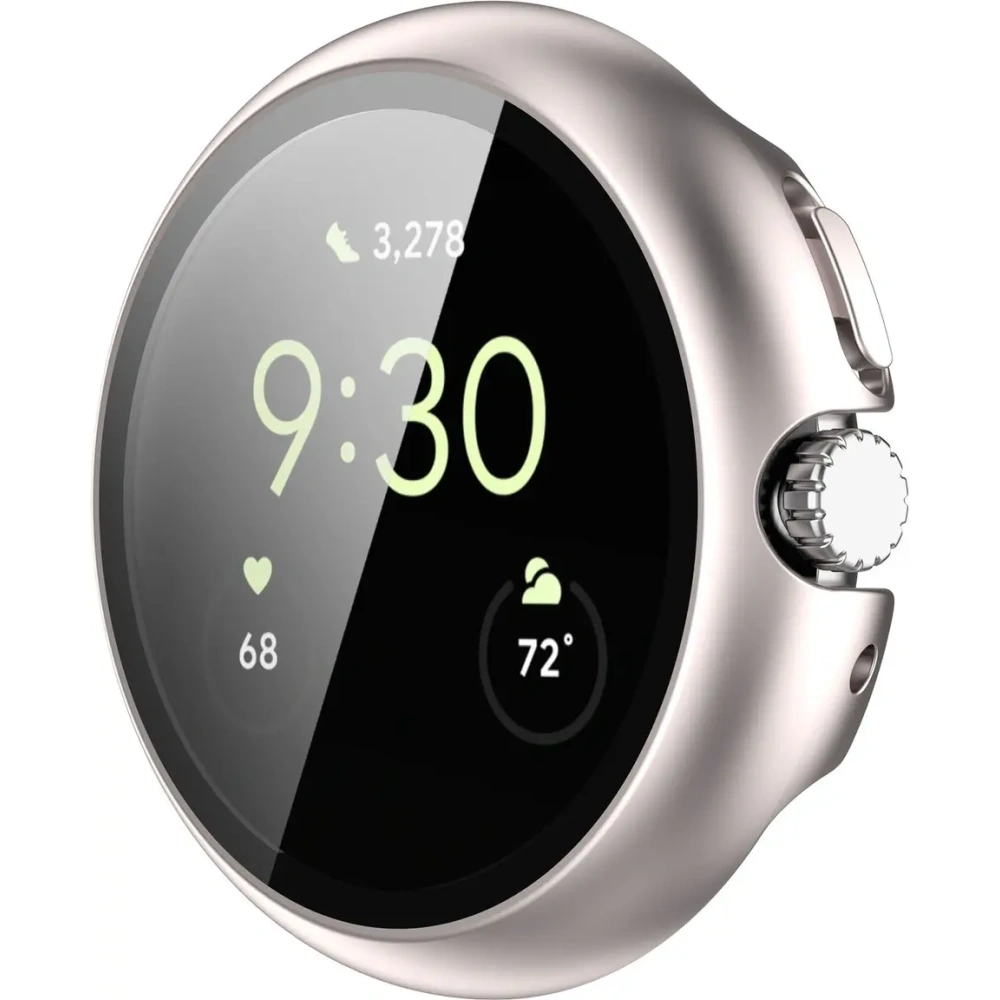 Etui ze szkłem do zegarka Bizon Case+Glass Watch do Google Pixel Watch 4 45mm satynowo szampańskie