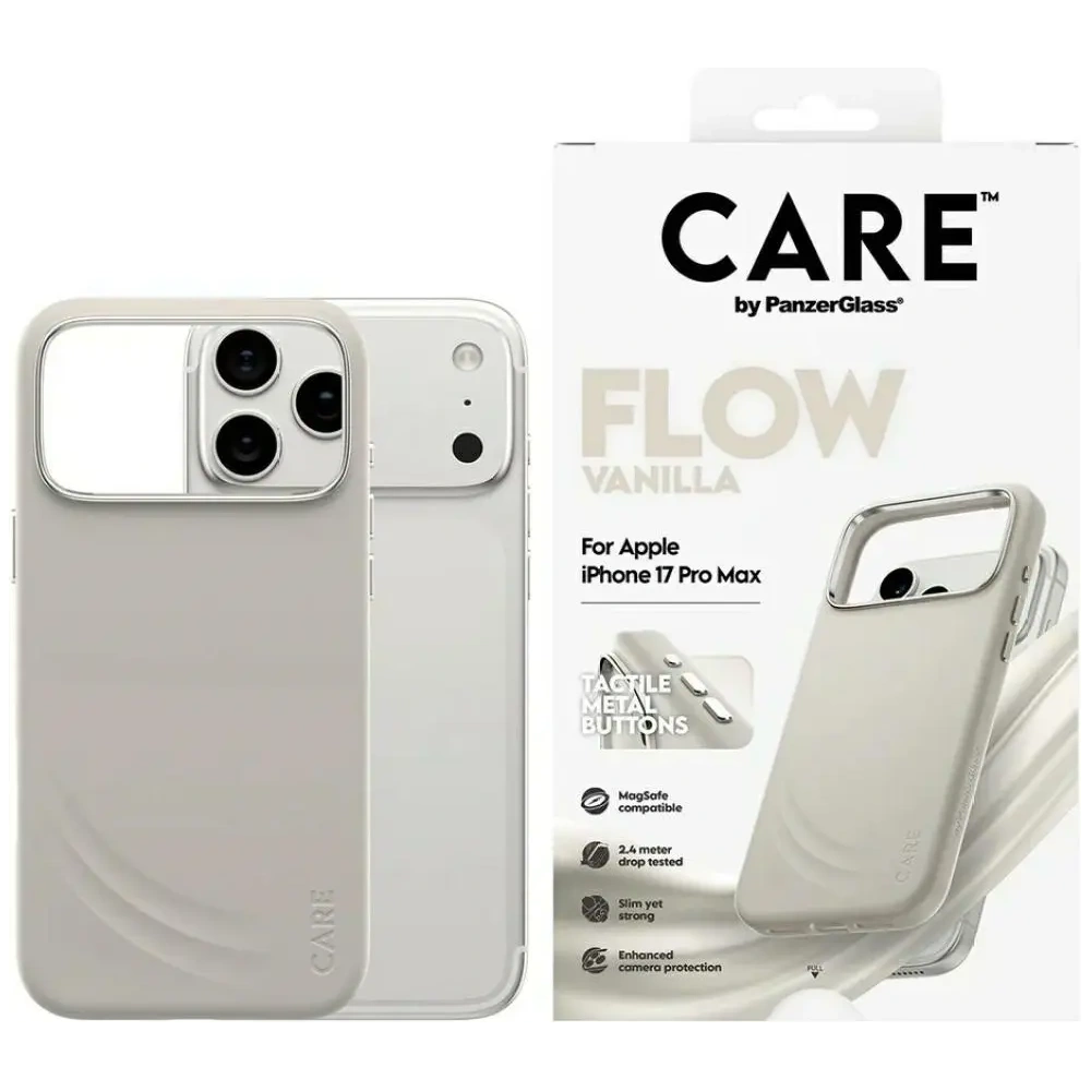 Etui CARE by PanzerGlass FLOW MagSafe do Apple iPhone 17 Pro Max waniliowy