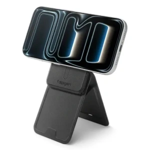 Stojak na telefon z miejscem na karty Spigen S314-3 Slim Fold Tripod MagSafe Universal Magnetic Card Holder Black