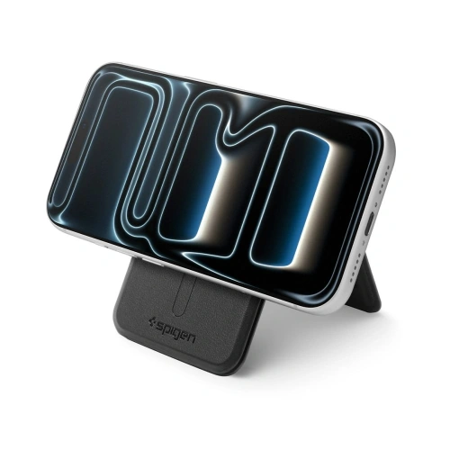 Stojak na telefon z miejscem na karty Spigen S314-3 Slim Fold Tripod MagSafe Universal Magnetic Card Holder Black