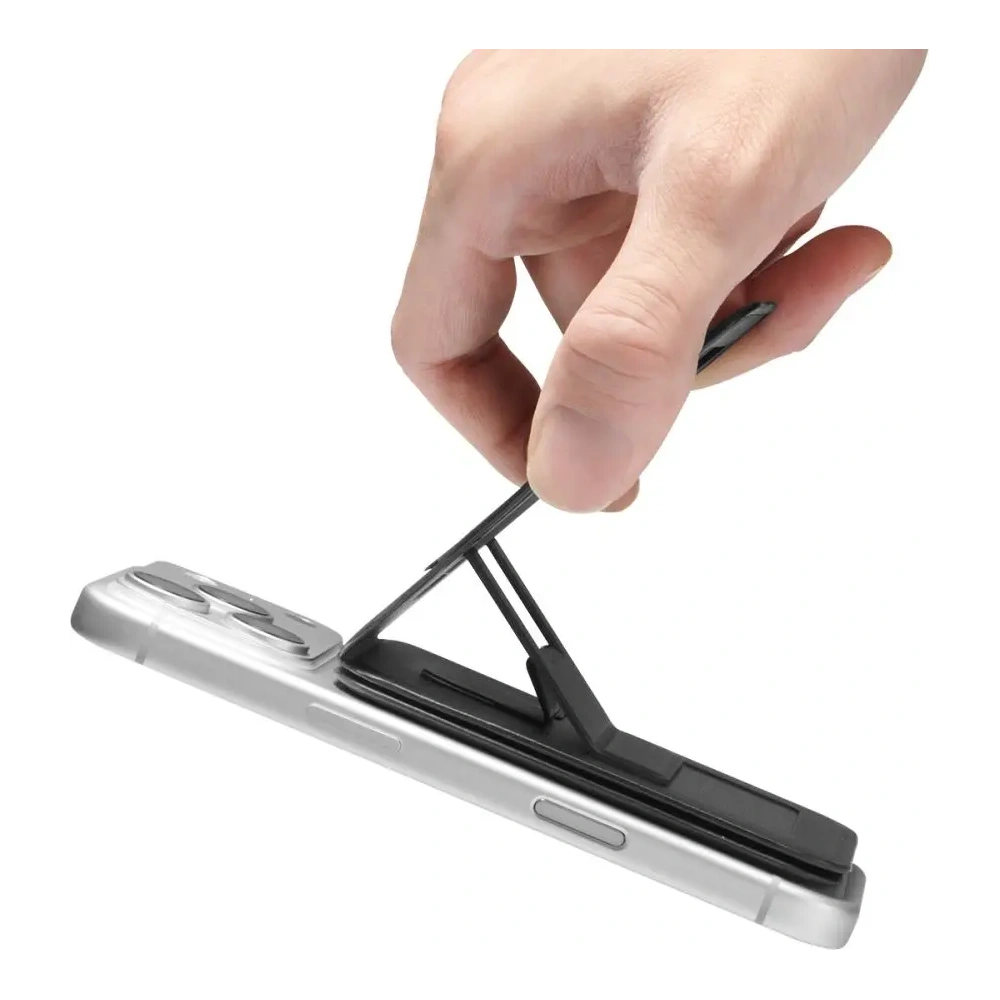 Stojak na telefon z miejscem na karty Spigen S314-3 Slim Fold Tripod MagSafe Universal Magnetic Card Holder Black