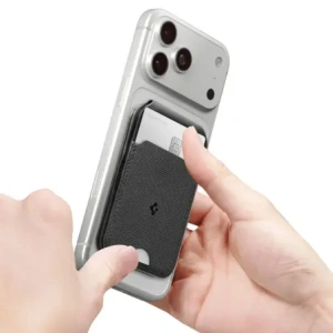 Stojak na telefon z miejscem na karty Spigen S314-2 Slim Fold Tripod MagSafe Universal Magnetic Card Holder Black