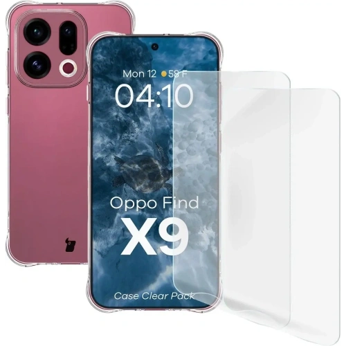 Elastyczne etui + 2x folia na ekran Bizon Case Clear Pack do Oppo Find X9