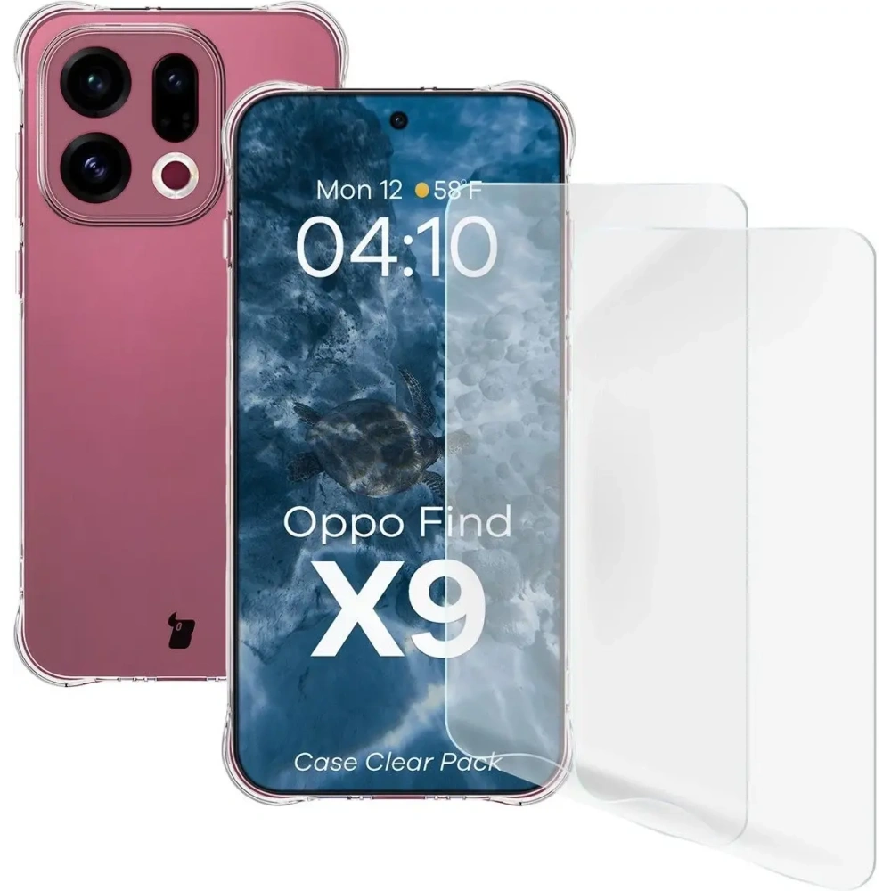Elastyczne etui + 2x folia na ekran Bizon Case Clear Pack do Oppo Find X9