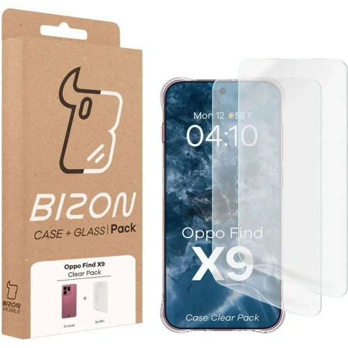 Elastyczne etui + 2x folia na ekran Bizon Case Clear Pack do Oppo Find X9
