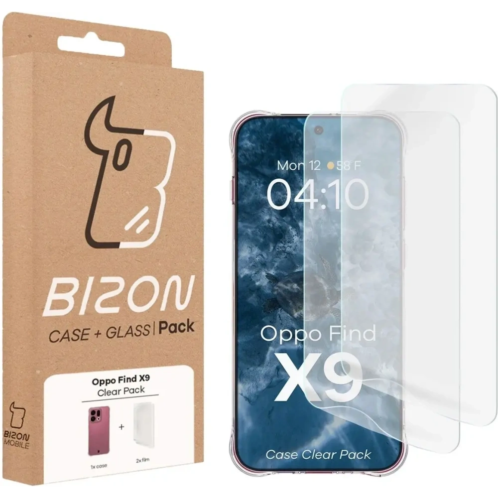 Elastyczne etui + 2x folia na ekran Bizon Case Clear Pack do Oppo Find X9