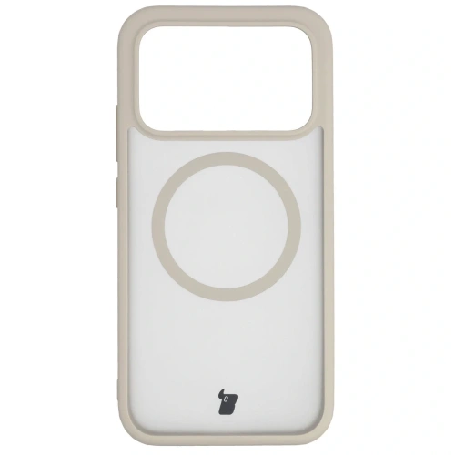 Etui z pierścieniem magnetycznym Bizon Case MatteO do Xiaomi POCO F8 Pro przydymione-beżowe