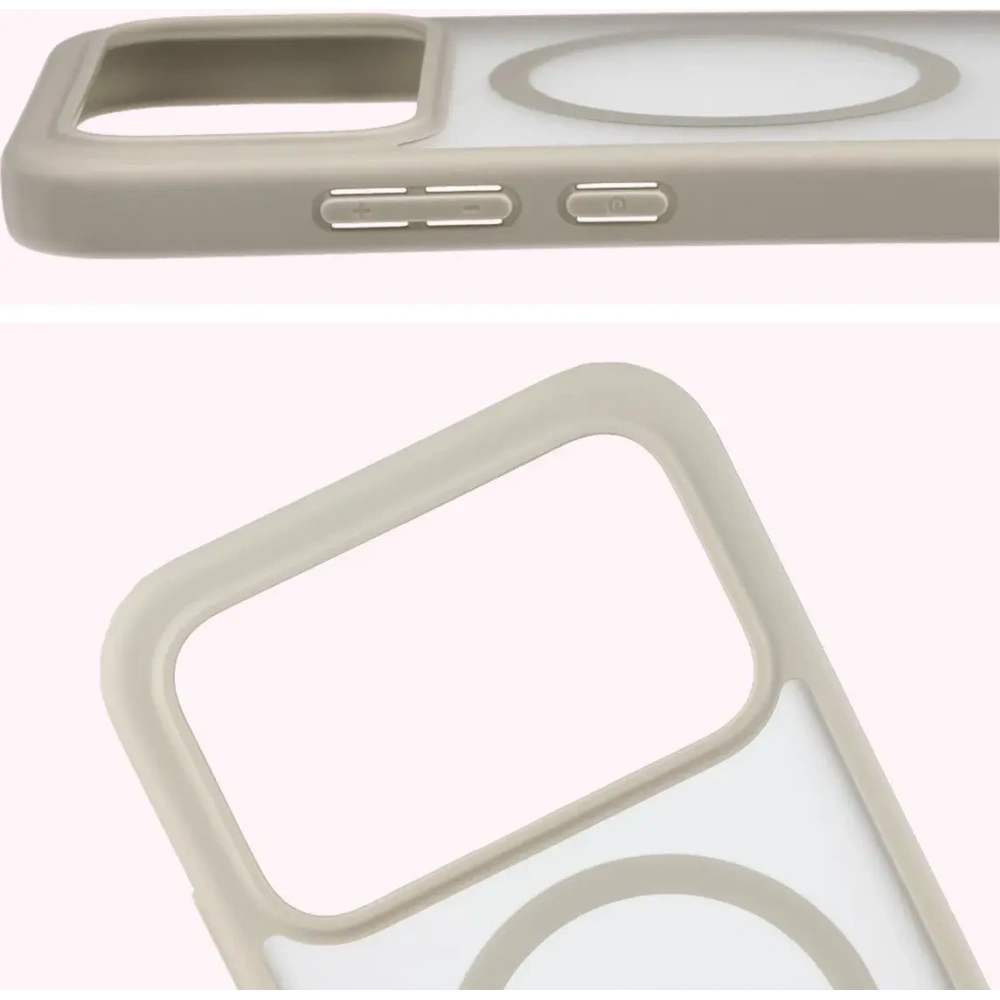 Etui z pierścieniem magnetycznym Bizon Case MatteO do Xiaomi POCO F8 Pro przydymione-beżowe