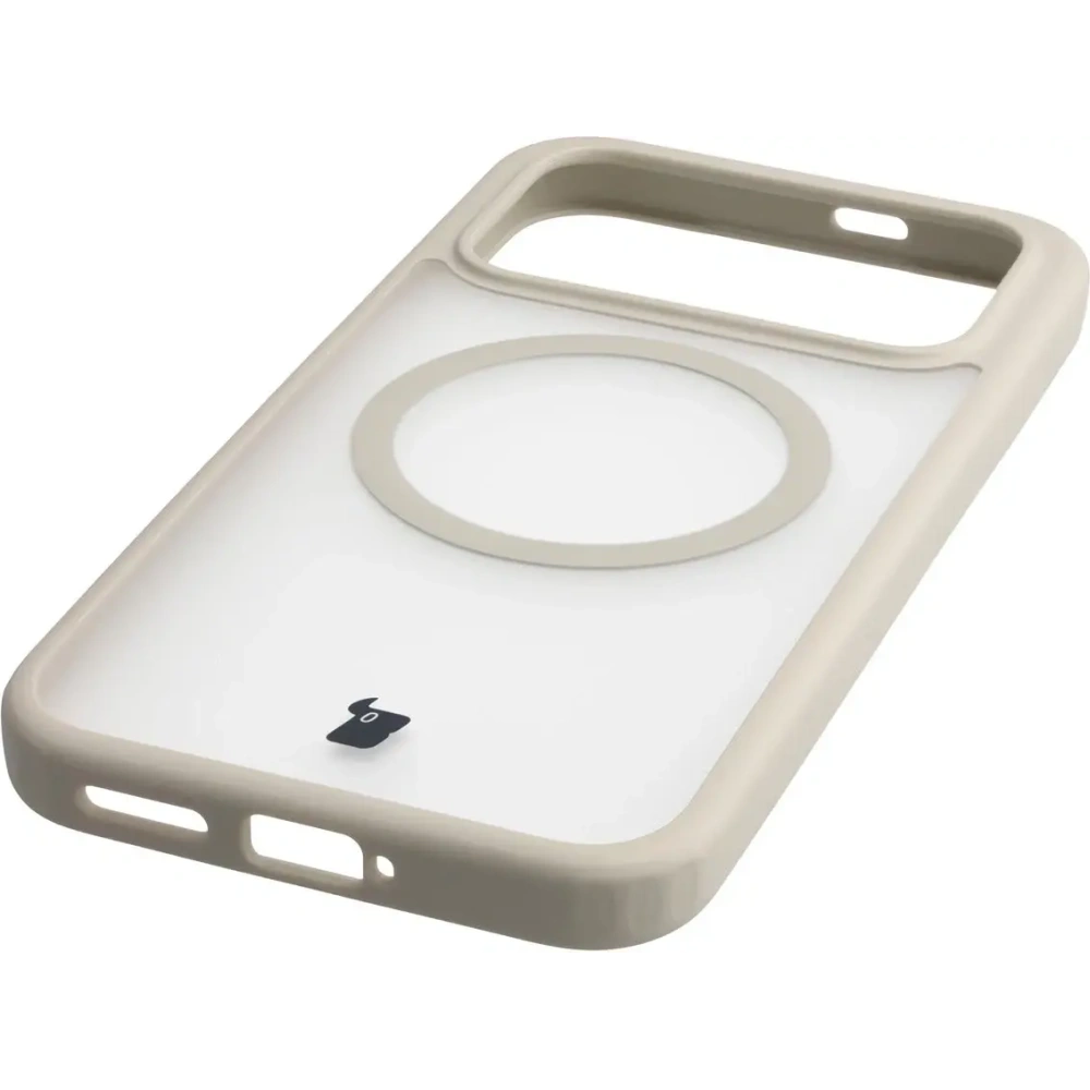 Etui z pierścieniem magnetycznym Bizon Case MatteO do Xiaomi POCO F8 Pro przydymione-beżowe