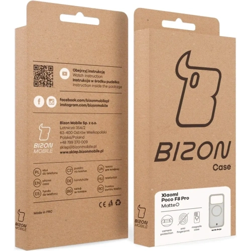 Etui z pierścieniem magnetycznym Bizon Case MatteO do Xiaomi POCO F8 Pro przydymione-beżowe