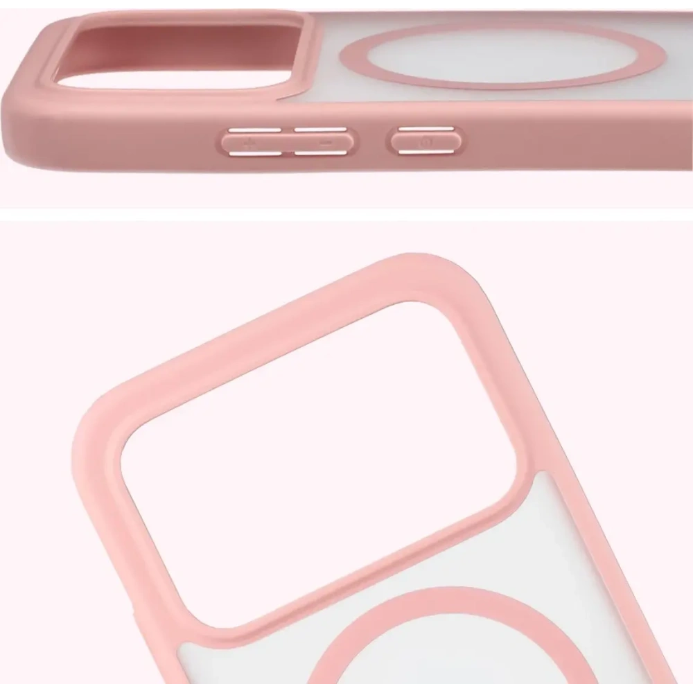 Etui z pierścieniem magnetycznym Bizon Case MatteO do Xiaomi POCO F8 Pro przydymione-jasnoróżowe