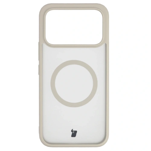 Etui z pierścieniem magnetycznym Bizon Case MatteO do Xiaomi POCO F8 Ultra przydymione-beżowe