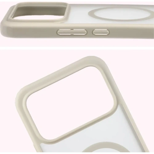 Etui z pierścieniem magnetycznym Bizon Case MatteO do Xiaomi POCO F8 Ultra przydymione-beżowe