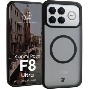 Etui z pierścieniem magnetycznym Bizon Case MatteO do Xiaomi POCO F8 Ultra przydymione-czarne