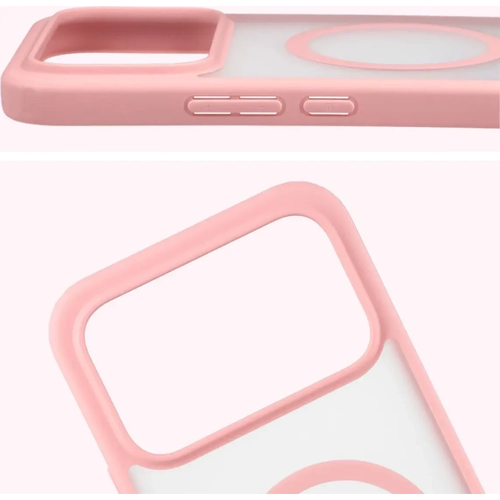 Etui z pierścieniem magnetycznym Bizon Case MatteO do Xiaomi POCO F8 Ultra przydymione-jasnoróżowe