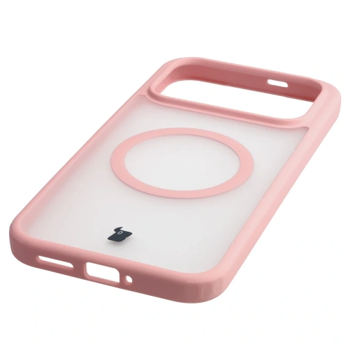 Etui z pierścieniem magnetycznym Bizon Case MatteO do Xiaomi POCO F8 Ultra przydymione-jasnoróżowe