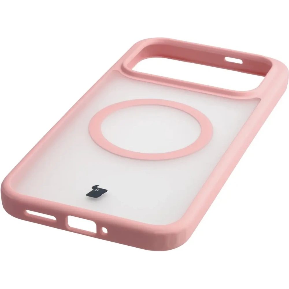 Etui z pierścieniem magnetycznym Bizon Case MatteO do Xiaomi POCO F8 Ultra przydymione-jasnoróżowe