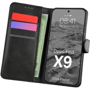 Etui z klapką Bizon Case Pocket do Oppo Find X9 czarne