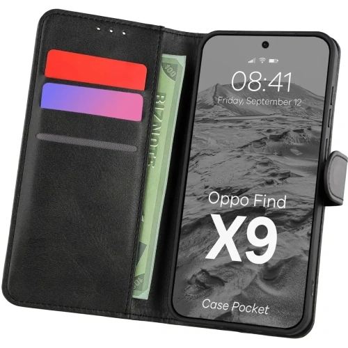 Etui z klapką Bizon Case Pocket do Oppo Find X9 czarne