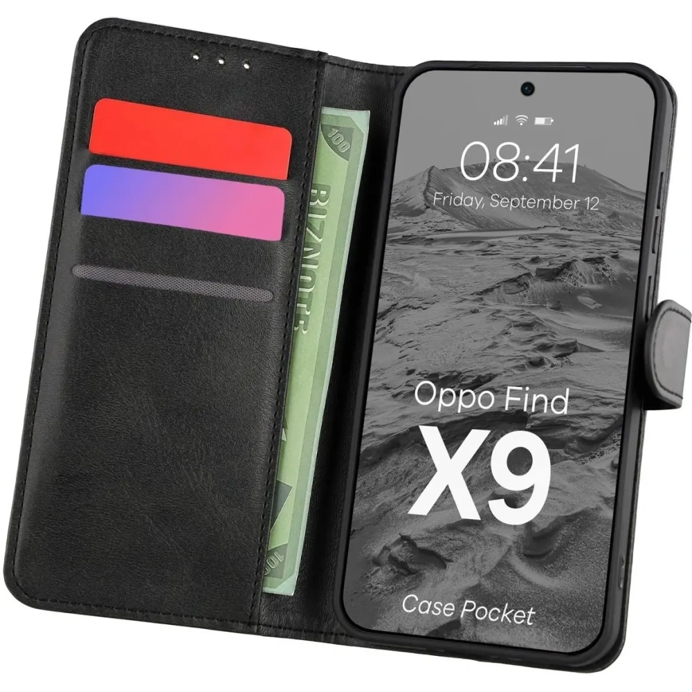 Etui z klapką Bizon Case Pocket do Oppo Find X9 czarne