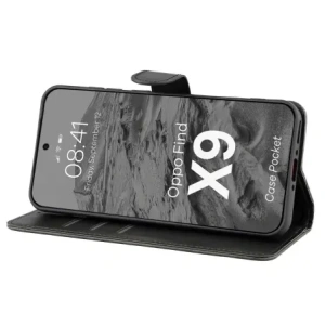 Etui z klapką Bizon Case Pocket do Oppo Find X9 czarne