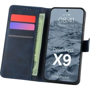 Etui z klapką Bizon Case Pocket do Oppo Find X9 granatowe