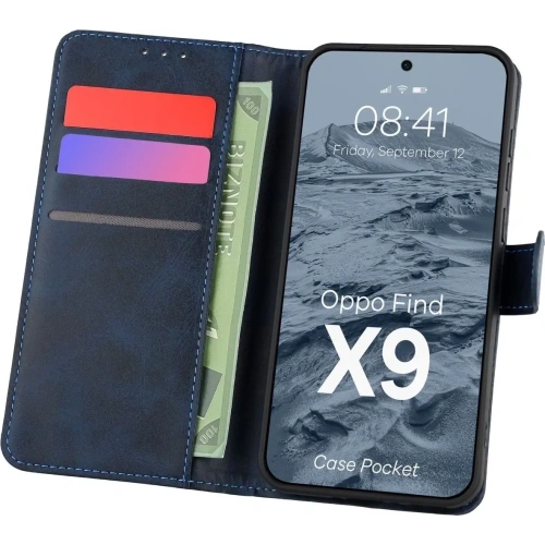 Etui z klapką Bizon Case Pocket do Oppo Find X9 granatowe