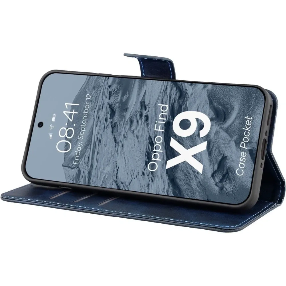 Etui z klapką Bizon Case Pocket do Oppo Find X9 granatowe