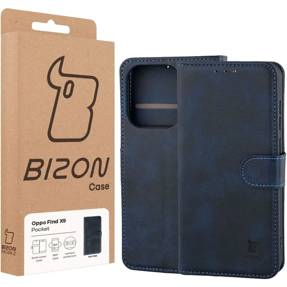 Etui z klapką Bizon Case Pocket do Oppo Find X9 granatowe